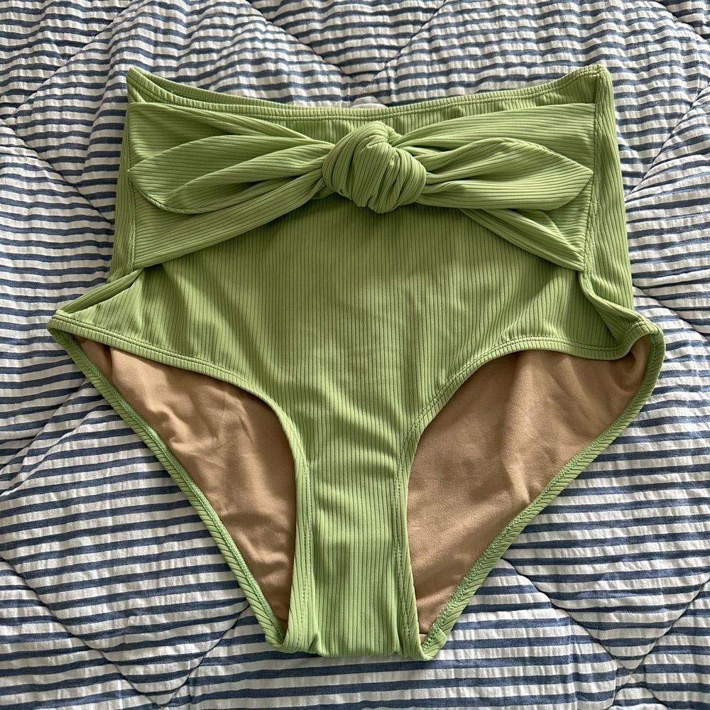 Kortni Jeane Large Ribbed Sage Green Tie-Up-Front Bottoms NWOT